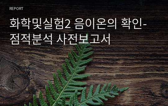 화학및실험2 음이온의 확인-점적분석 사전보고서