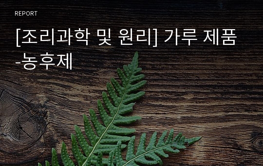 [조리과학 및 원리] 가루 제품-농후제