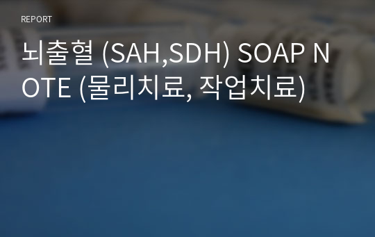 뇌출혈 (SAH,SDH) SOAP NOTE (물리치료, 작업치료)