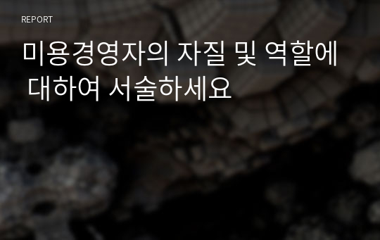 미용경영자의 자질 및 역할에 대하여 서술하세요