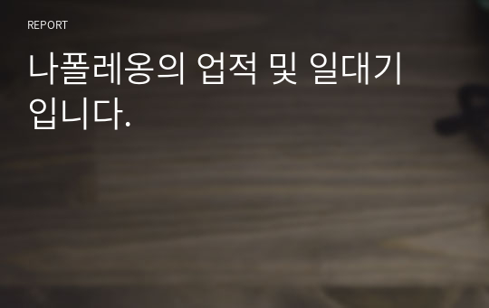 나폴레옹의 업적 및 일대기 입니다.