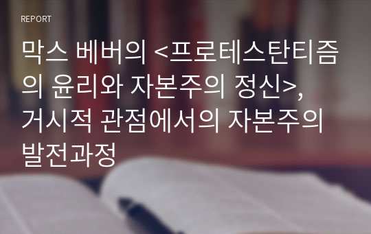 막스 베버의 &lt;프로테스탄티즘의 윤리와 자본주의 정신&gt;, 거시적 관점에서의 자본주의 발전과정