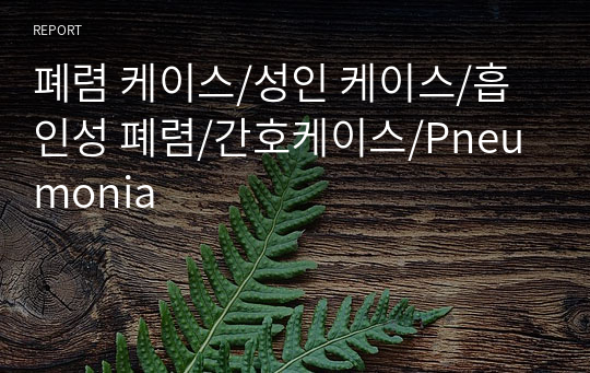 폐렴 케이스/성인 케이스/흡인성 폐렴/간호케이스/Pneumonia