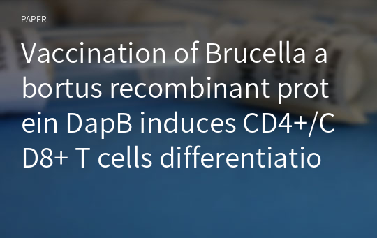 Vaccination of Brucella abortus recombinant protein DapB induces CD4+/CD8+ T cells differentiation during Brucella abortus infection in BALB/c mice