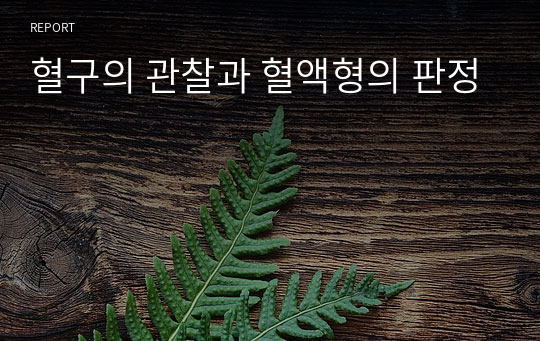 혈구의 관찰과 혈액형의 판정