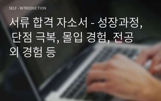 서류 합격 자소서 - 성장과정, 단점 극복, 몰입 경험, 전공외 경험 등