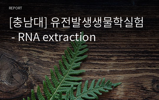 [충남대] 유전발생생물학실험 - RNA extraction