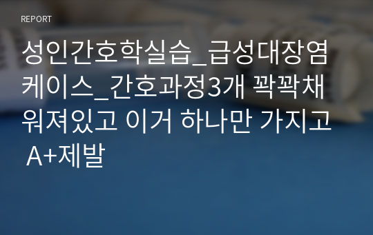 성인간호학실습_급성대장염 케이스_간호과정3개 꽉꽉채워져있고 이거 하나만 가지고 A+제발