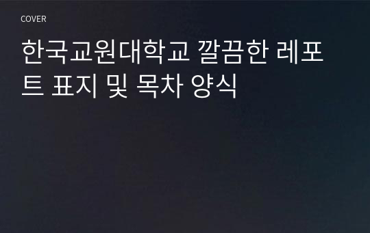 한국교원대학교 깔끔한 레포트 표지 및 목차 양식