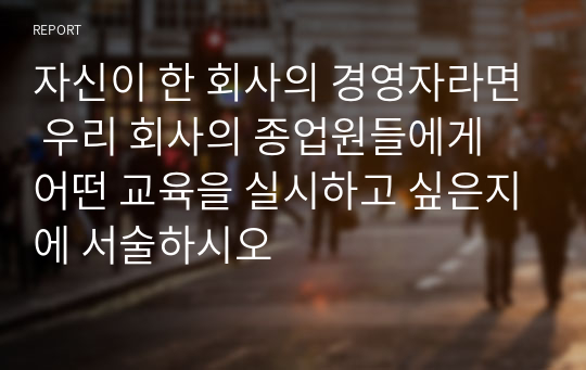 자신이 한 회사의 경영자라면 우리 회사의 종업원들에게 어떤 교육을 실시하고 싶은지에 서술하시오