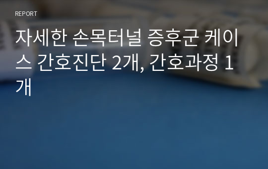 자세한 손목터널 증후군 케이스 간호진단 2개, 간호과정 1개