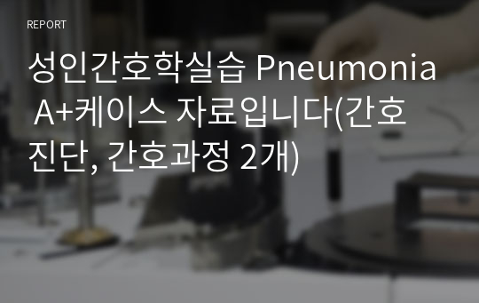 성인간호학실습 Pneumonia A+케이스 자료입니다(간호진단, 간호과정 2개)