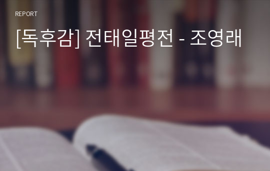 [독후감] 전태일평전 - 조영래