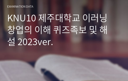 KNU10 제주대학교 이러닝 창업의 이해 퀴즈족보 및 해설 2023ver.