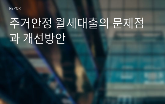 주거안정 월세대출의 문제점과 개선방안