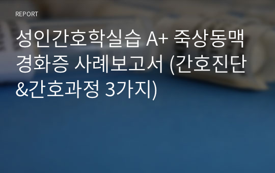 성인간호학실습 A+ 죽상동맥경화증 사례보고서 (간호진단&amp;간호과정 3가지)