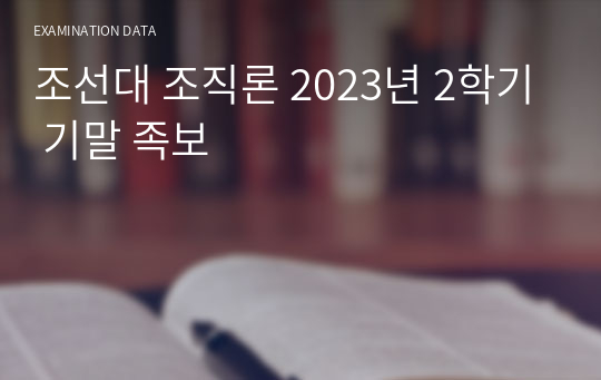 조선대 조직론 2023년 2학기 기말 족보