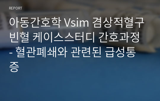 아동간호학 Vsim 겸상적혈구빈혈 케이스스터디 간호과정 - 혈관폐쇄와 관련된 급성통증