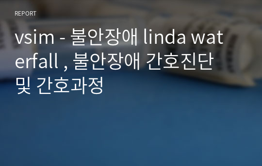 vsim - 불안장애 linda waterfall , 불안장애 간호진단 및 간호과정