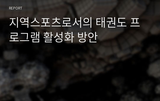 지역스포츠로서의 태권도 프로그램 활성화 방안