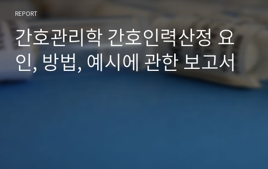 간호관리학 간호인력산정 요인, 방법, 예시에 관한 보고서