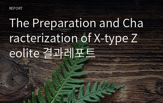The Preparation and Characterization of X-type Zeolite 결과레포트