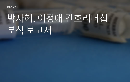 박자혜, 이정애 간호리더십 분석 보고서