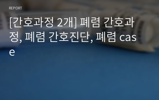 [간호과정 2개] 폐렴 간호과정, 폐렴 간호진단, 폐렴 case