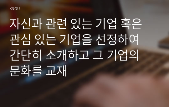 자신과 관련 있는 기업 혹은 관심 있는 기업을 선정하여 간단히 소개하고 그 기업의 문화를 교재