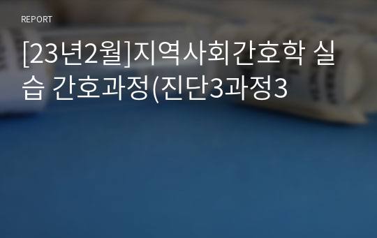 [23년2월]지역사회간호학 실습 간호과정(진단3과정3