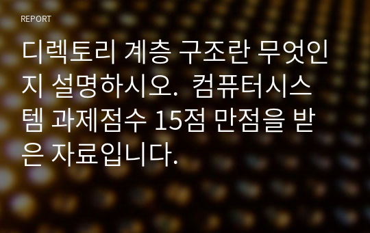 디렉토리 계층 구조란 무엇인지 설명하시오.  컴퓨터시스템 과제점수 15점 만점을 받은 자료입니다.