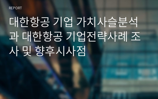 대한항공 기업 가치사슬분석과 대한항공 기업전략사례 조사 및 향후시사점