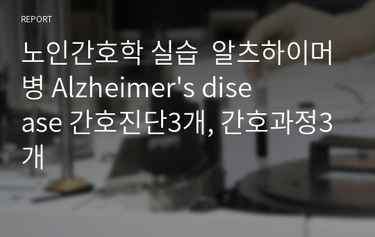 노인간호학 실습  알츠하이머병 Alzheimer&#039;s disease 간호진단3개, 간호과정3개