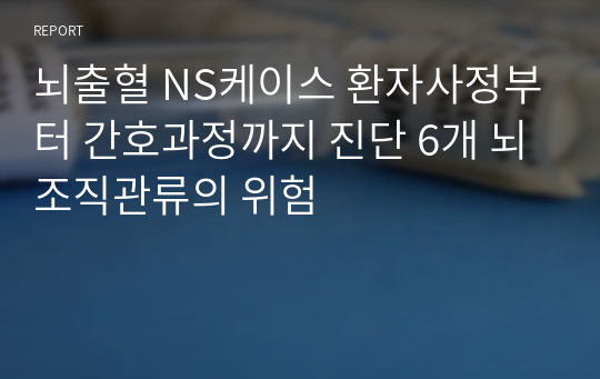 뇌출혈 NS케이스 환자사정부터 간호과정까지 진단 6개 뇌조직관류의 위험