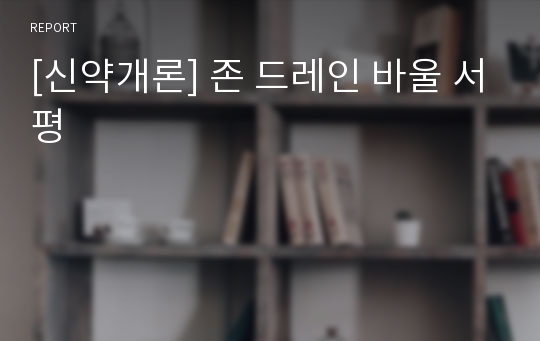 [신약개론] 존 드레인 바울 서평