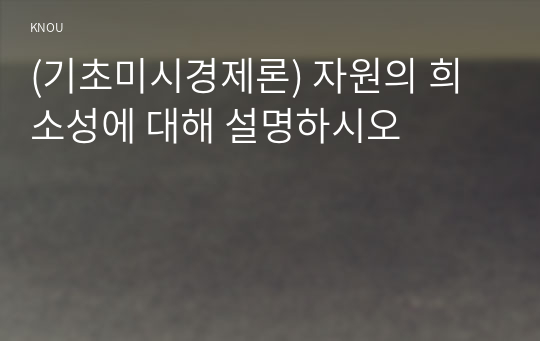 (기초미시경제론) 자원의 희소성에 대해 설명하시오