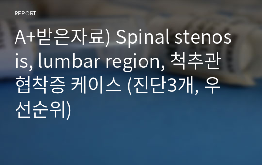 A+받은자료) Spinal stenosis, lumbar region, 척추관 협착증 케이스 (진단3개, 우선순위)