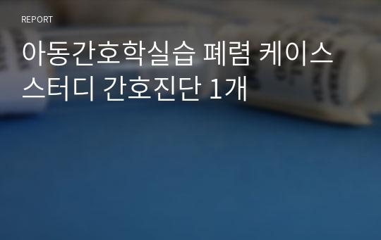 아동간호학실습 폐렴 케이스스터디 간호진단 1개