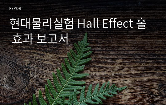 현대물리실험 Hall Effect 홀 효과 보고서