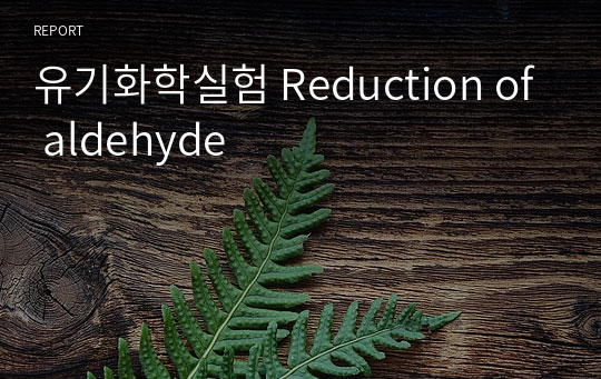 유기화학실험 Reduction of aldehyde