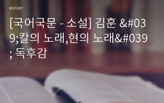 [국어국문 - 소설] 김훈 &#039;칼의 노래,현의 노래&#039; 독후감
