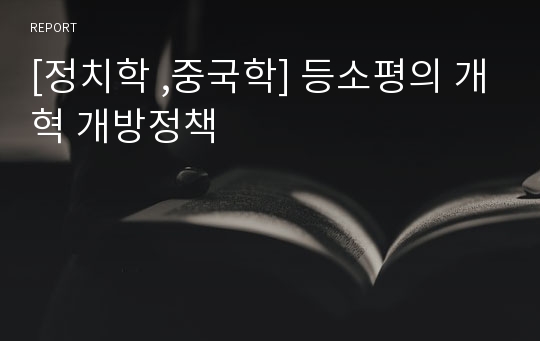 [정치학 ,중국학] 등소평의 개혁 개방정책