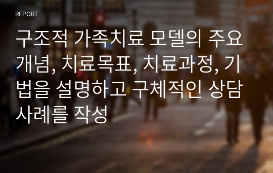 구조적 가족치료 모델의 주요개념, 치료목표, 치료과정, 기법을 설명하고 구체적인 상담사례를 작성