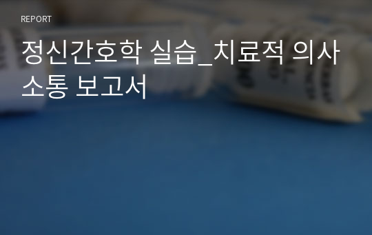 정신간호학 실습_치료적 의사소통 보고서