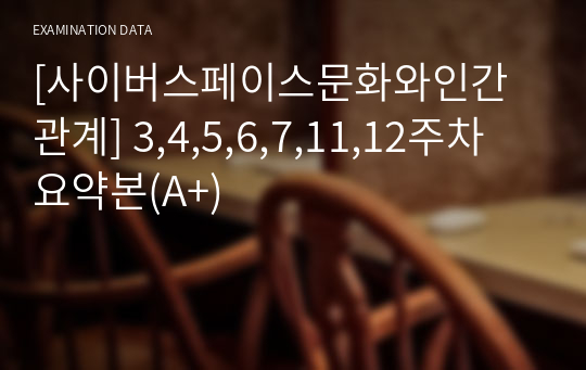 [사이버스페이스문화와인간관계] 3,4,5,6,7,11,12주차 요약본(A+)