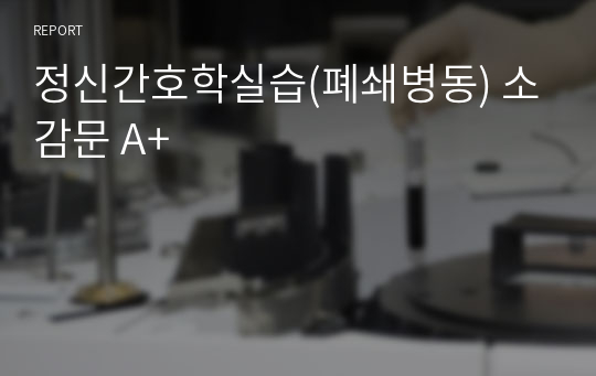 정신간호학실습(폐쇄병동) 소감문 A+