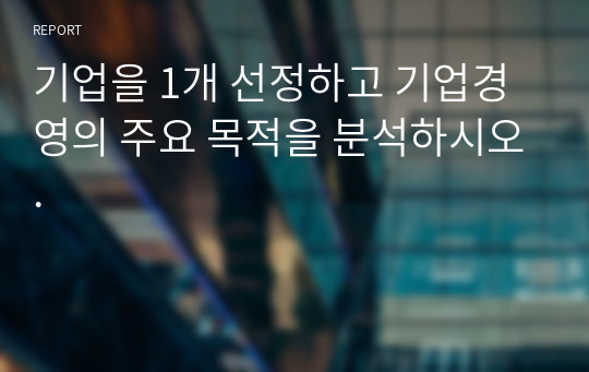 기업을 1개 선정하고 기업경영의 주요 목적을 분석하시오.