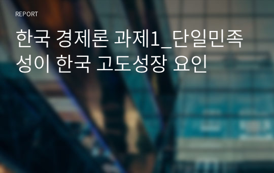 한국 경제론 과제1_단일민족성이 한국 고도성장 요인