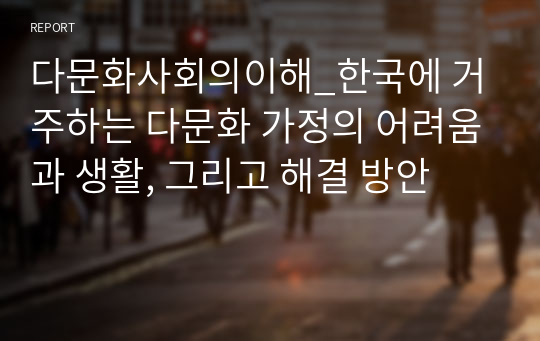 다문화사회의이해_한국에 거주하는 다문화 가정의 어려움과 생활, 그리고 해결 방안