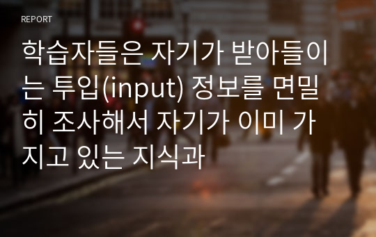 학습자들은 자기가 받아들이는 투입(input) 정보를 면밀히 조사해서 자기가 이미 가지고 있는 지식과